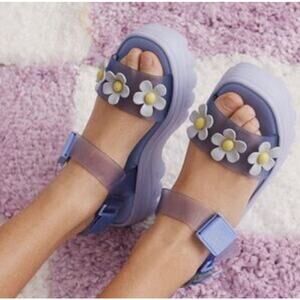 Melissa Sandals x Lazy Oaf Kick Off Women's Size 9 Blue-Yellow